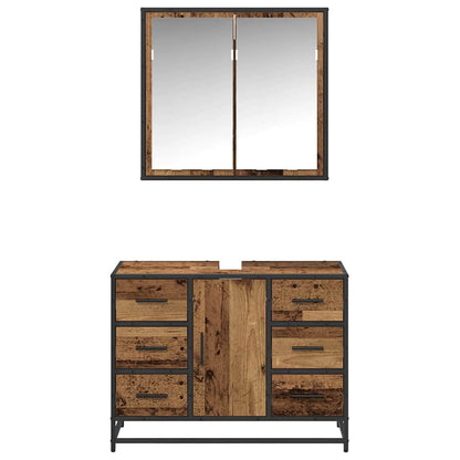 Badkamermeubelset 2 Pcs 80 X 33 X 60 Cm Bewerkt Hout Oud hout