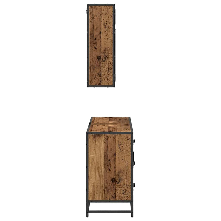 Badkamermeubelset 2 Pcs 80 X 33 X 60 Cm Bewerkt Hout Oud hout
