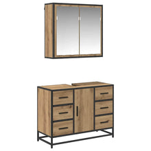 Badkamermeubelset 2 Pcs Artisanaal Eikenkleurig Bewerkt Hout