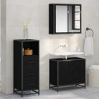 Bathroom furniture set with drawer 3 pcs Black Oak Engineered wood
