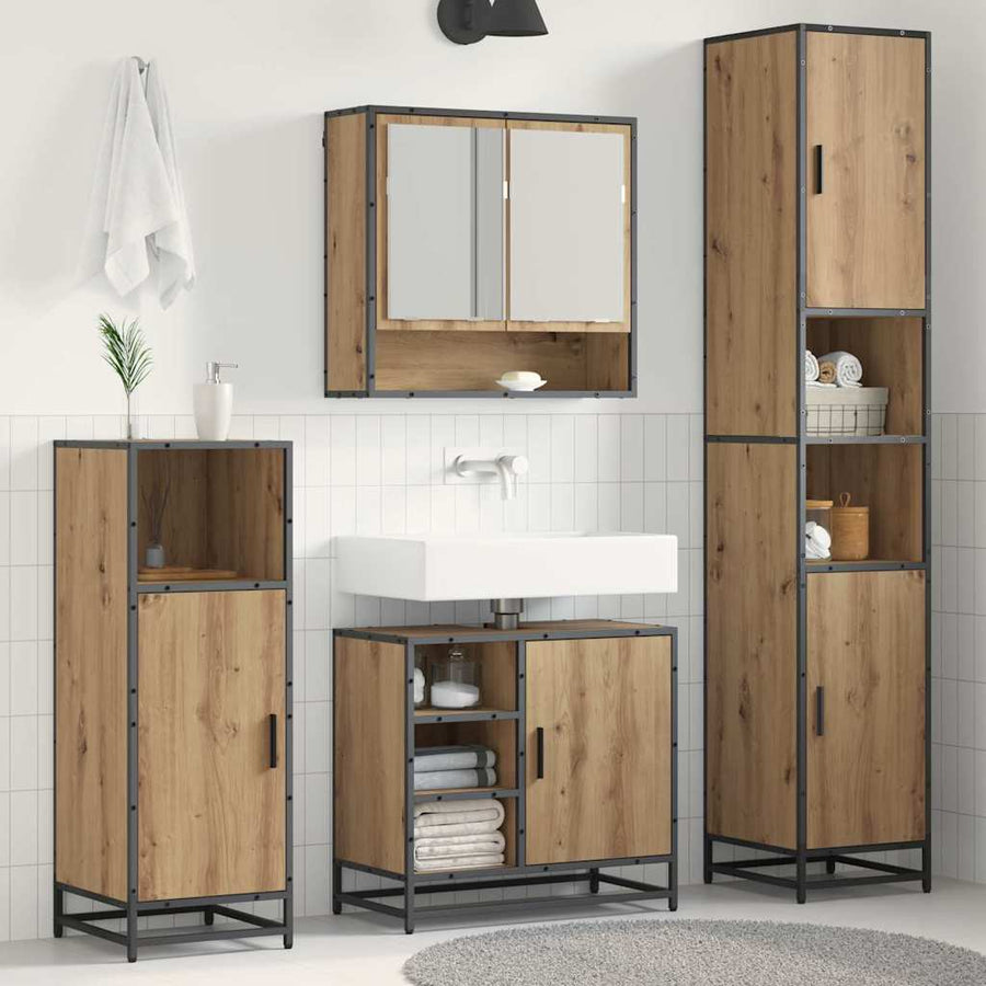 Badkamermeubelset met plank 3 pcs Artisan Eiken Bewerkt hout