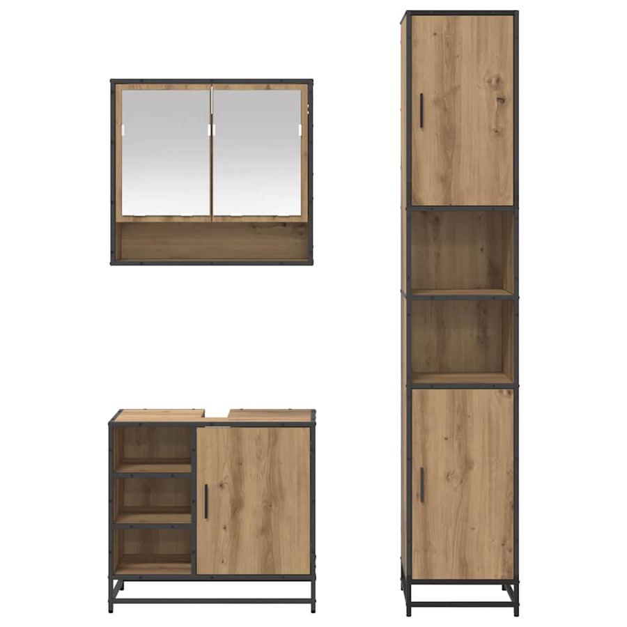 Badkamermeubelset met plank 3 pcs Artisan Eiken Bewerkt hout