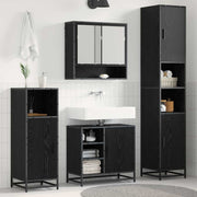 Bathroom furniture set with shelf 3 pcs Black Oak Engineered Wood
