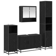 Badkamermeubelset met plank 4 pcs Zwart Eiken Bewerkt hout