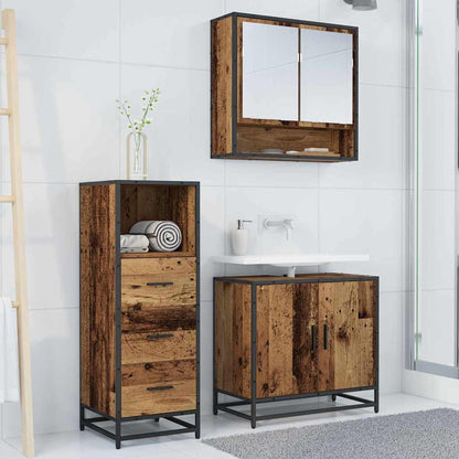 Badkamermeubelset 3 pcs Oud hout 65 x 33 x 60 cm Bewerkt hout