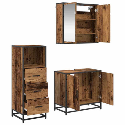 Badkamermeubelset 3 pcs Oud hout 65 x 33 x 60 cm Bewerkt hout