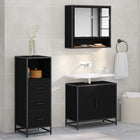 Bathroom furniture set with drawer 3 pcs Black Oak Engineered wood