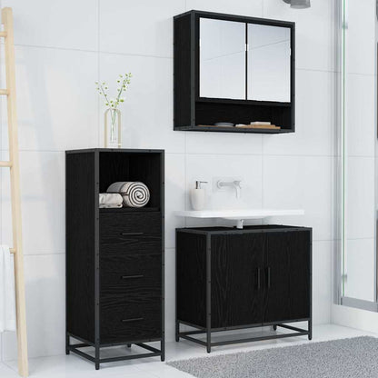 Badkamermeubelset met lade 3 pcs Zwart eiken 65 x 33 x 60 cm