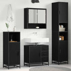 Bathroom furniture set with drawer 4 pcs Black Oak Engineered wood
