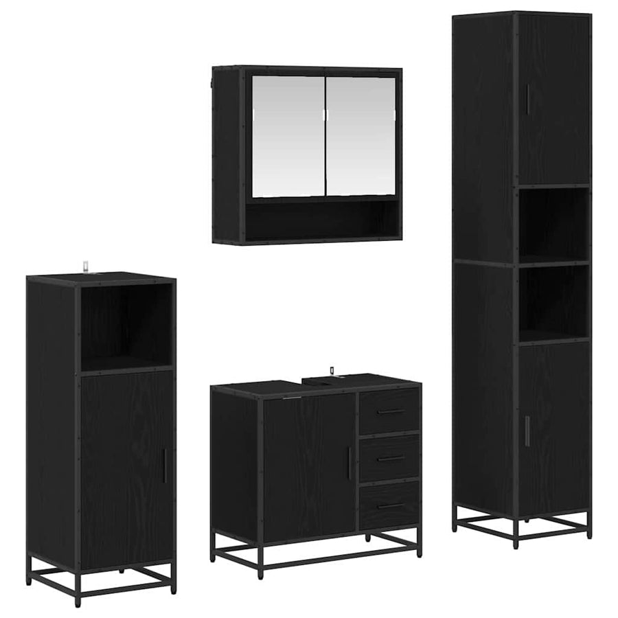 Badkamermeubelset 4 pcs Zwart eiken 35 x 37.5 x 188.5 cm
