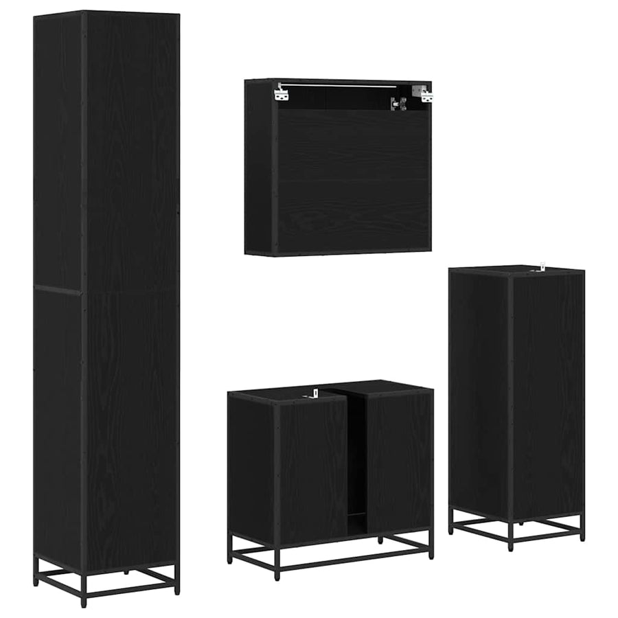 Badkamermeubelset 4 pcs Zwart eiken 35 x 37.5 x 188.5 cm
