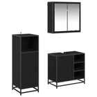 Bathroom furniture set with shelf 3 pcs Black Oak Engineered Wood