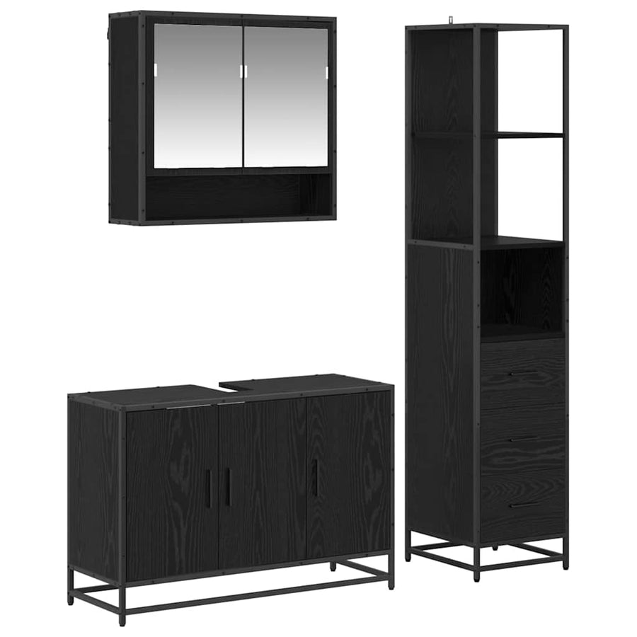 Badkamermeubelset 3 pcs Oud hout 90 x 33 x 60 cm Bewerkt hout