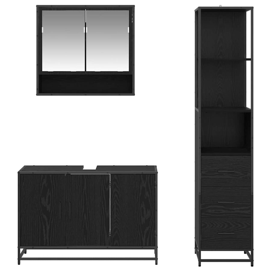 Badkamermeubelset 3 pcs Oud hout 90 x 33 x 60 cm Bewerkt hout