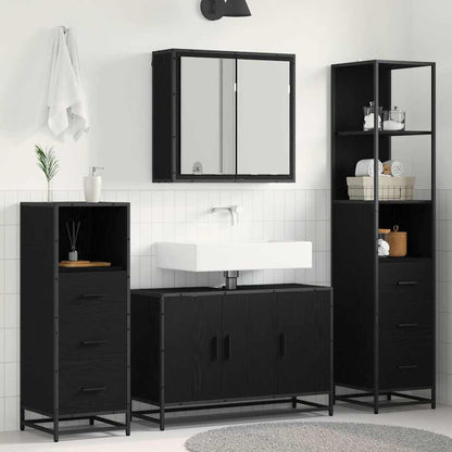 Badkamermeubelset met lade 3 pcs Zwart eiken 90 x 33 x 60 cm