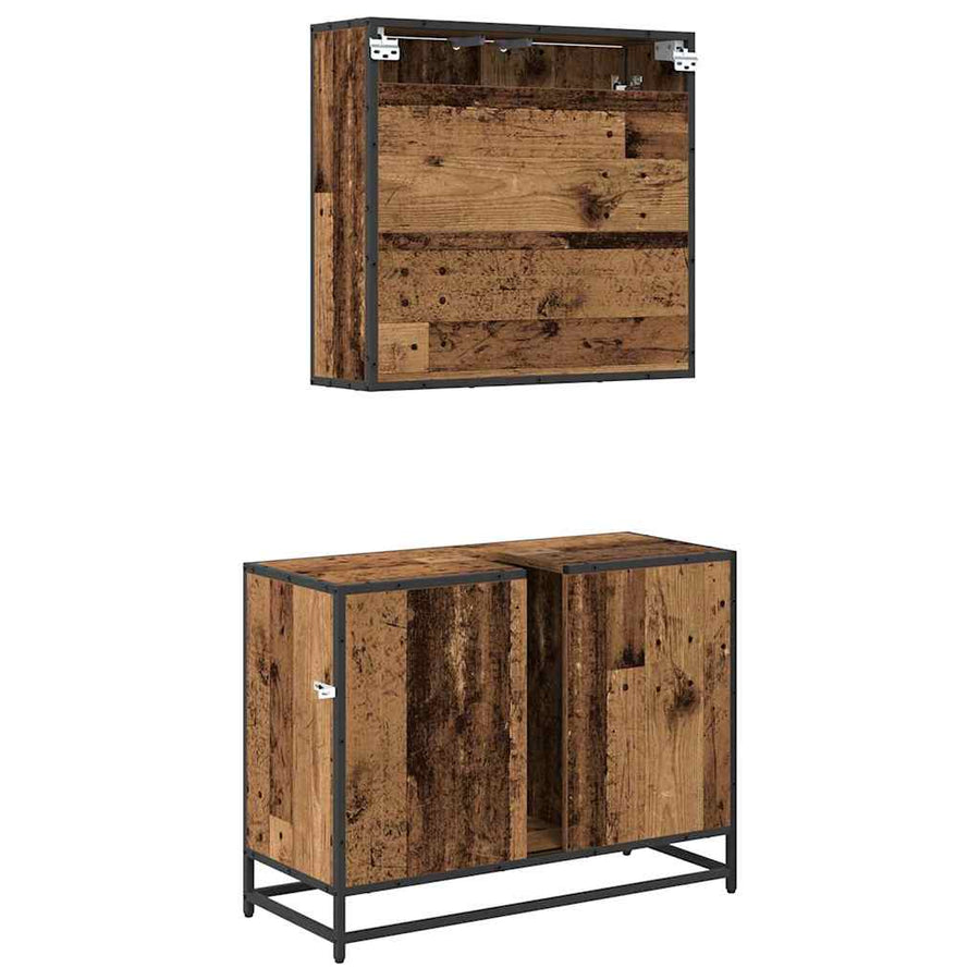 Badkamermeubelset 2 pcs Oud hout 80 x 33 x 60 cm Bewerkt hout