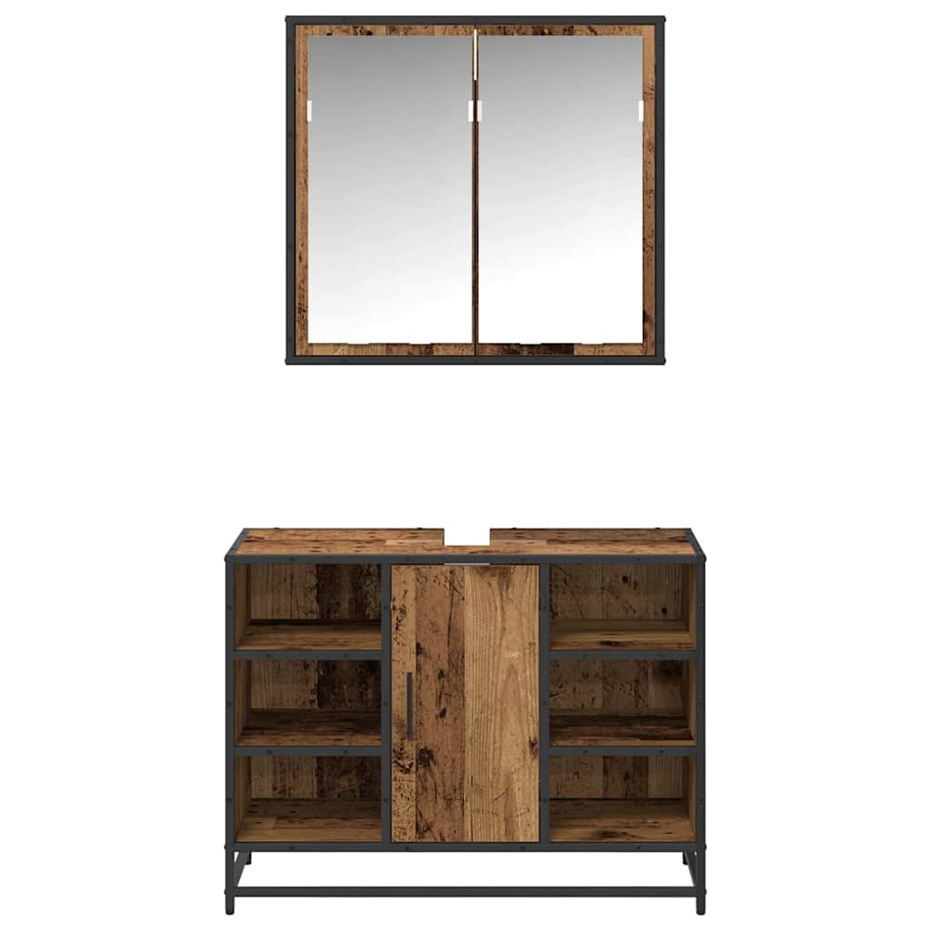 Badkamermeubelset 2 pcs Oud hout 80 x 33 x 60 cm Bewerkt hout