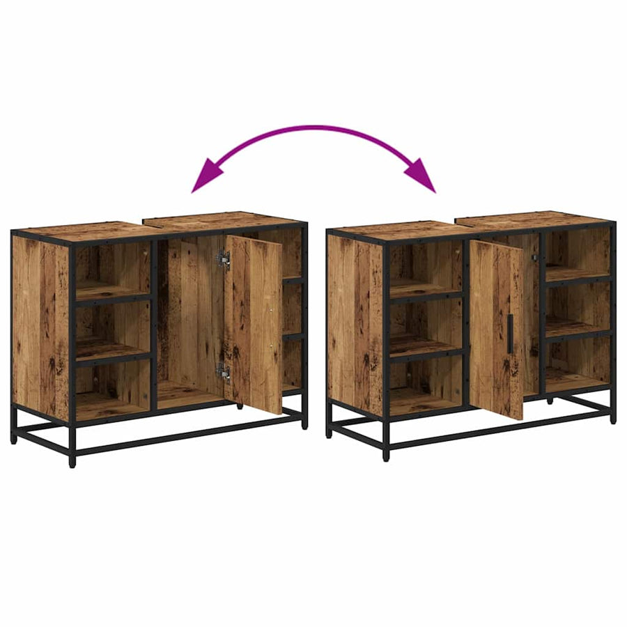 Badkamermeubelset 2 pcs Oud hout 80 x 33 x 60 cm Bewerkt hout