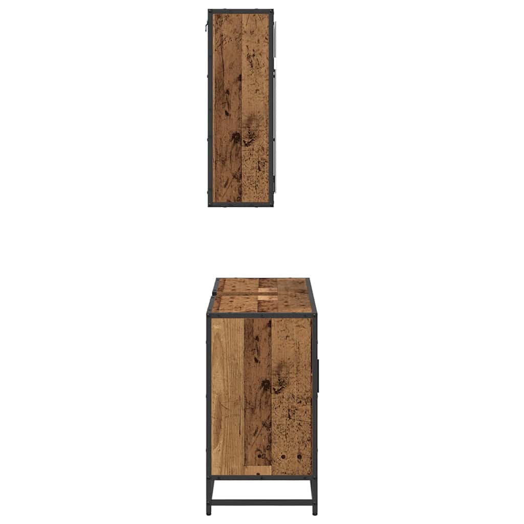 Badkamermeubelset 2 pcs Oud hout 80 x 33 x 60 cm Bewerkt hout