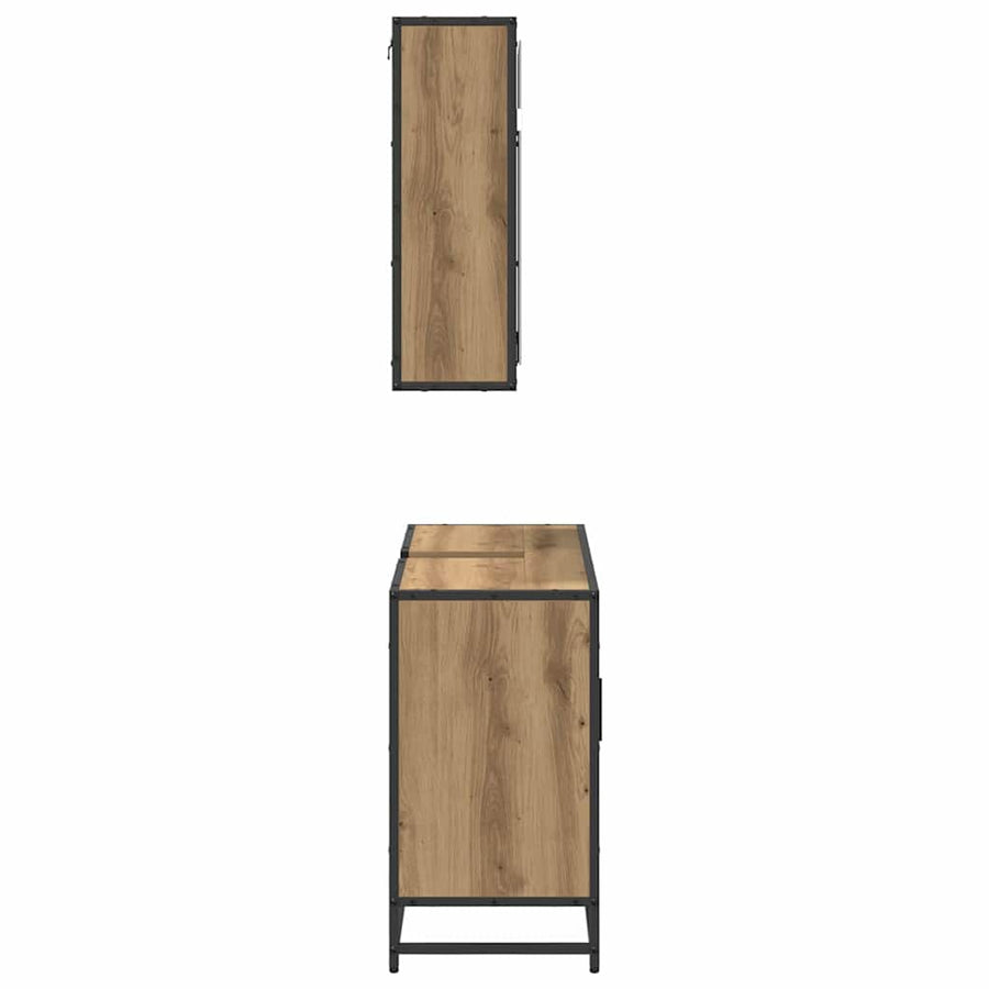 Badkamermeubelset 2 pcs artisanaal eikenkleurig 80 x 33 x 60 cm
