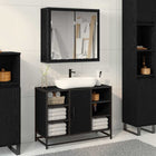 Bathroom furniture set with shelf 2 pcs Black Engineered wood