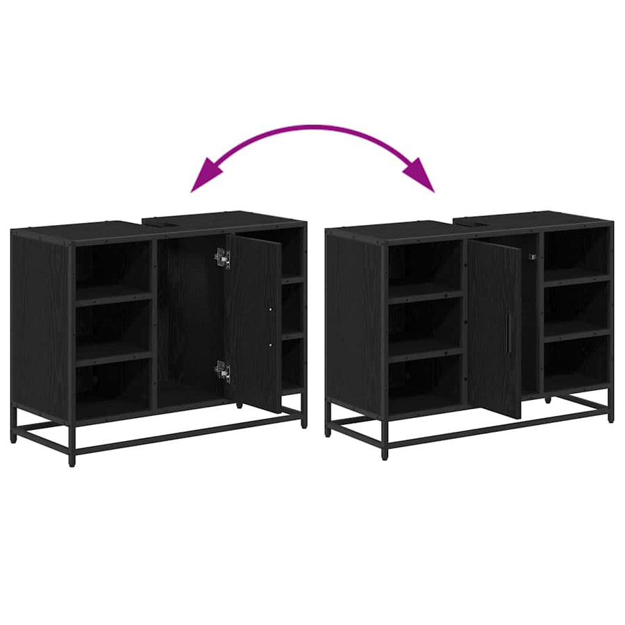 Badkamermeubelset met opslag 2 pcs Zwart eiken 80 x 33 x 60 cm