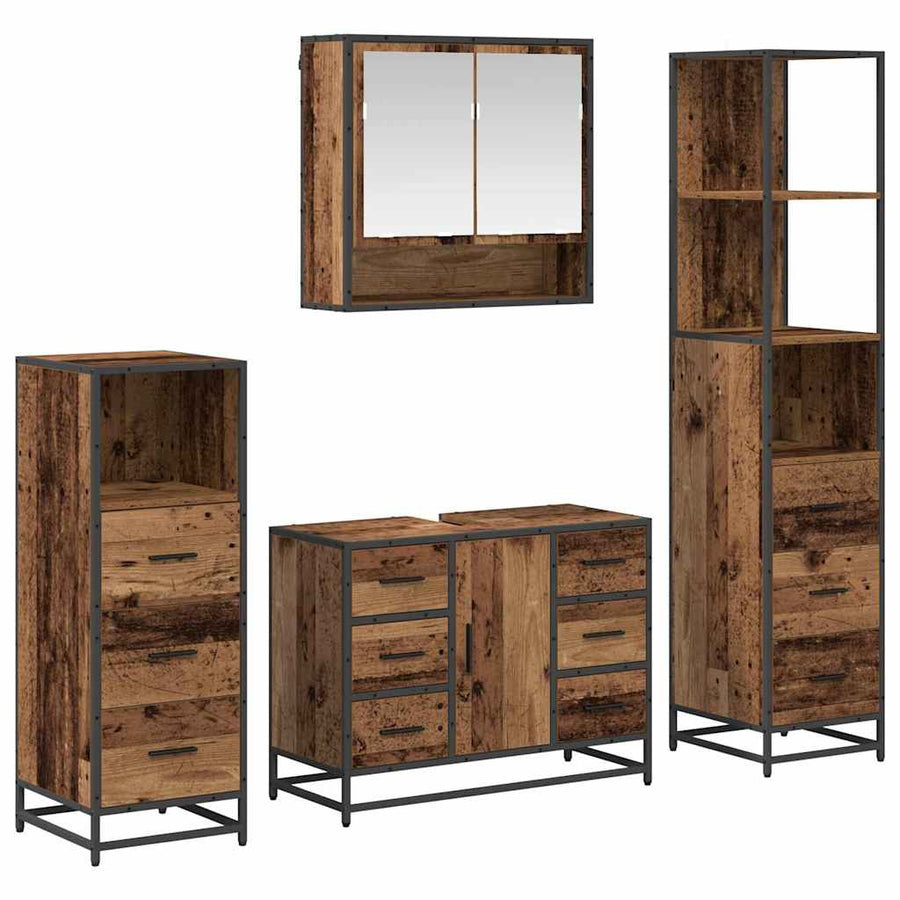Badkamermeubelset 4 Pcs 80 X 33 X 60 Cm Bewerkt Hout Oud hout