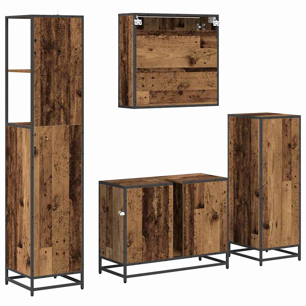 Badkamermeubelset 4 Pcs 80 X 33 X 60 Cm Bewerkt Hout Oud hout
