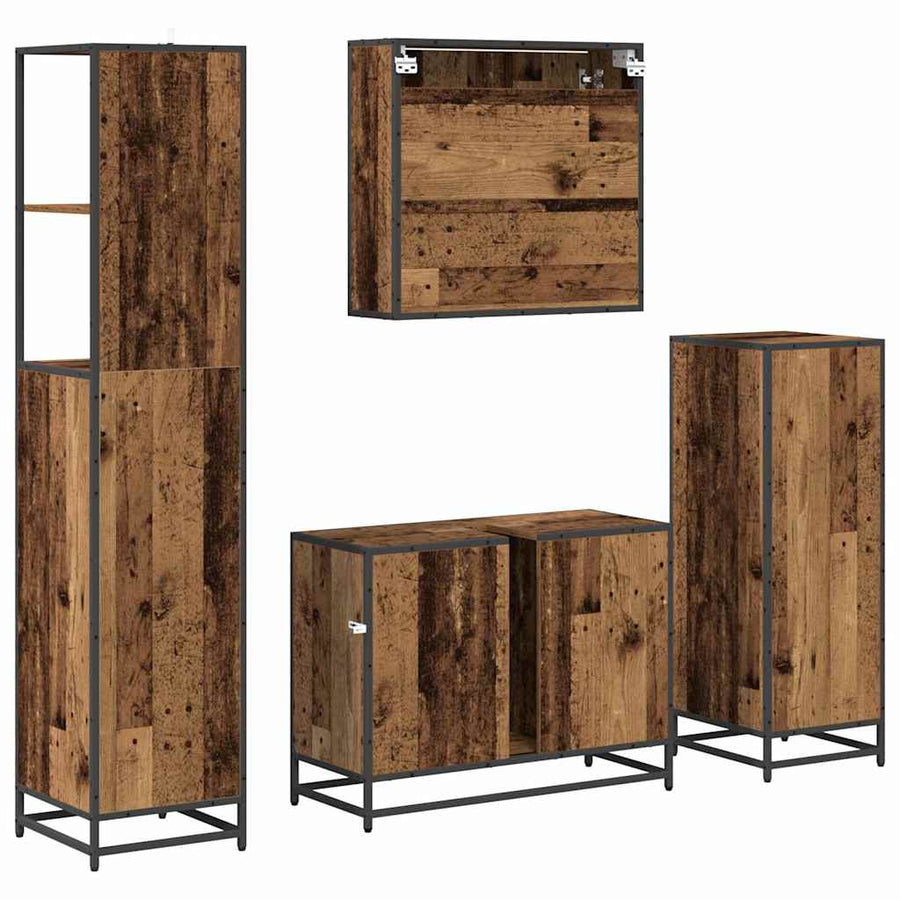 Badkamermeubelset 4 Pcs 80 X 33 X 60 Cm Bewerkt Hout Oud hout