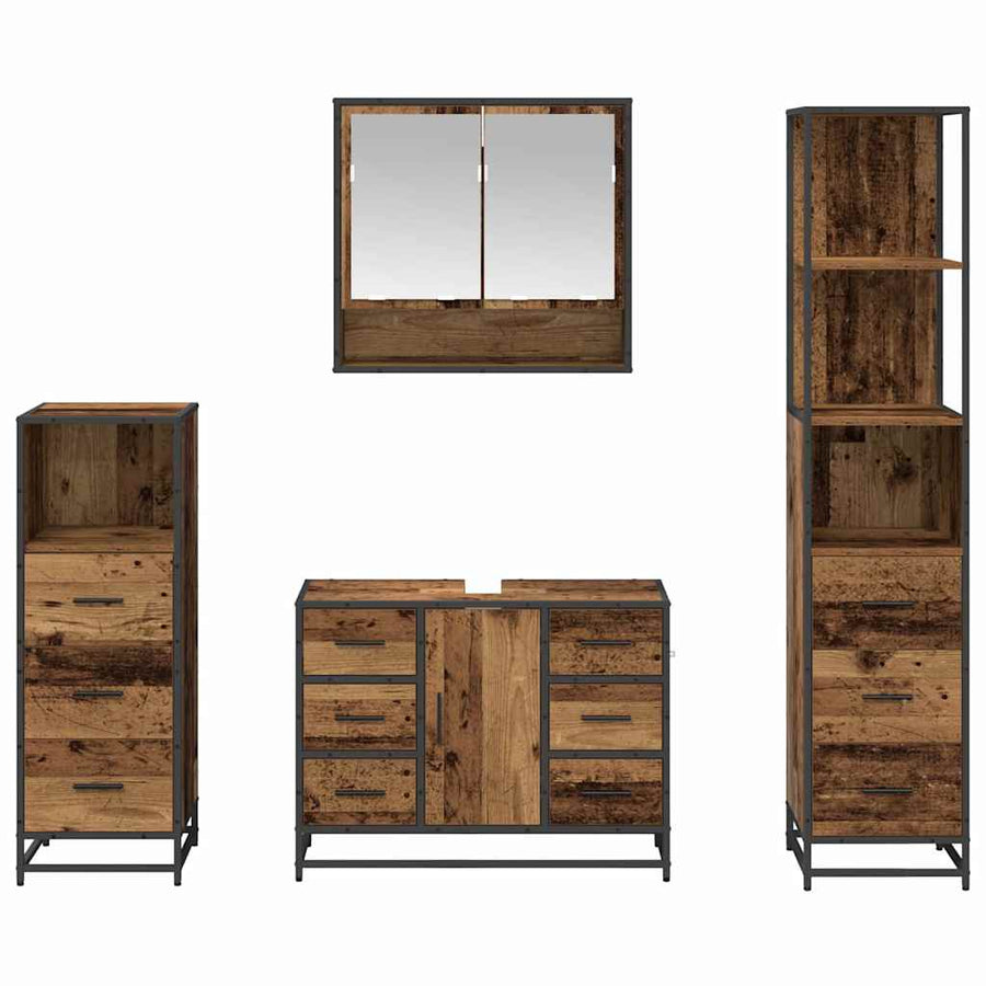 Badkamermeubelset 4 Pcs 80 X 33 X 60 Cm Bewerkt Hout Oud hout
