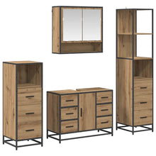 Badkamermeubelset 4 Pcs Artisanaal Eikenkleurig Bewerkt Hout