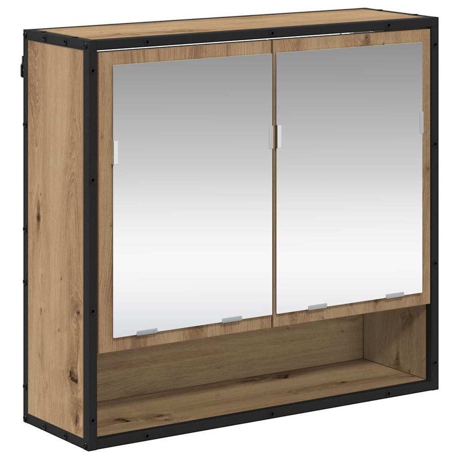 Badkamermeubelset 4 Pcs Artisanaal Eikenkleurig Bewerkt Hout