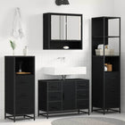 Bathroom furniture set with drawer 4 pcs Black Oak Engineered wood