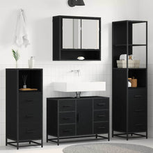 Badkamermeubelset met lade 4 pcs Zwart eiken 80 x 33 x 60 cm