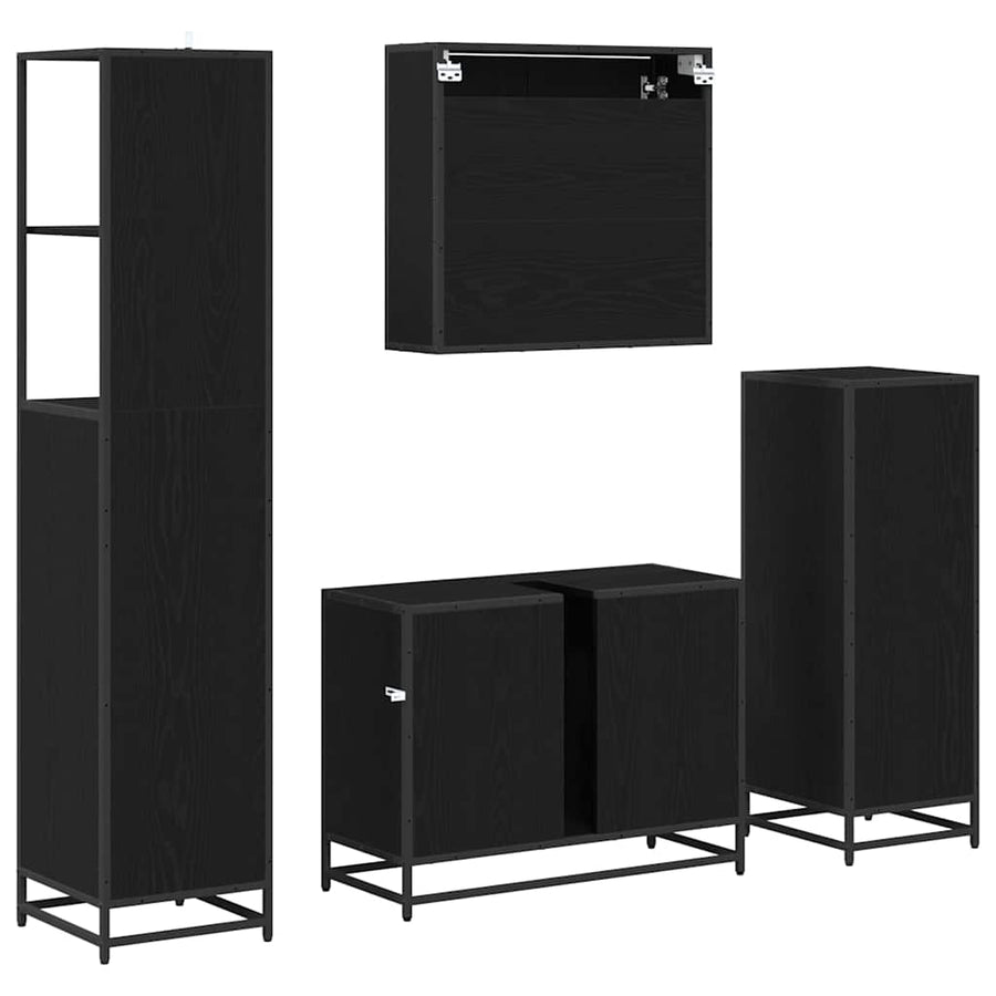 Badkamermeubelset met lade 4 pcs Zwart eiken 80 x 33 x 60 cm