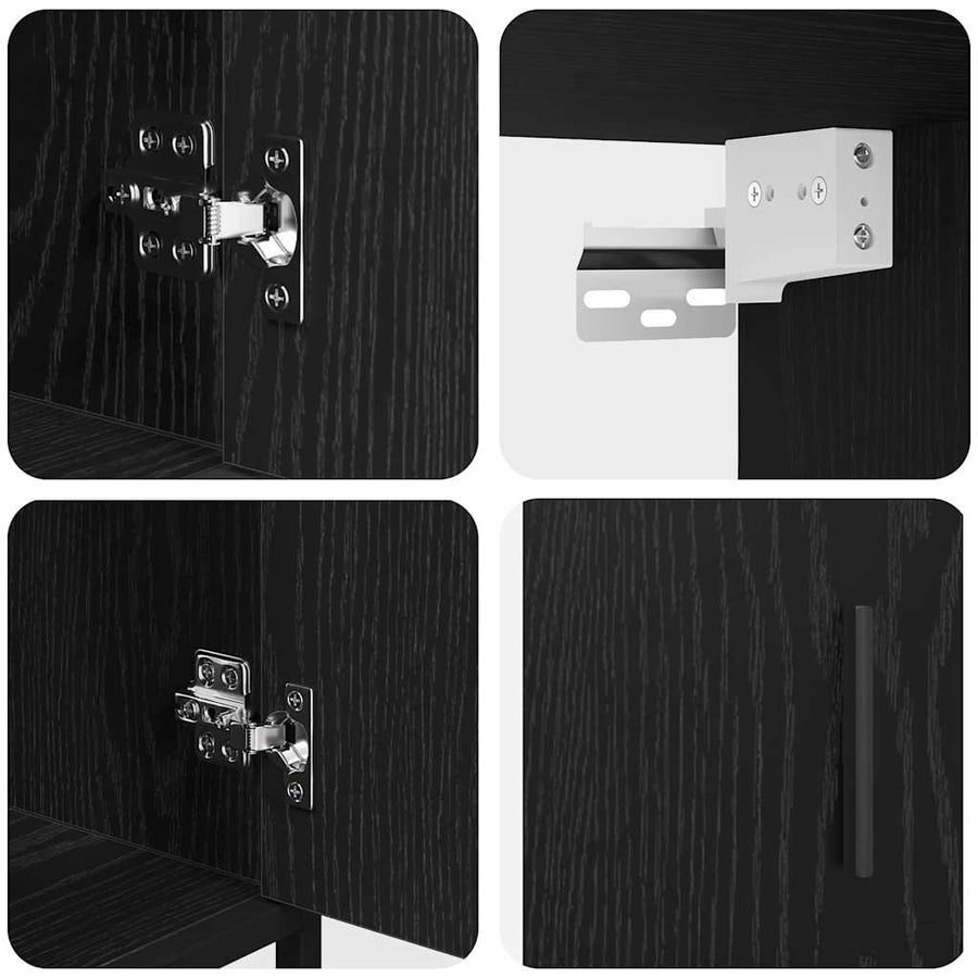 Badkamermeubelset met plank 3 pcs Zwart Eiken Bewerkt hout