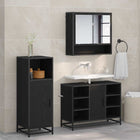 Bathroom furniture set with shelf 3 pcs Black Oak Engineered Wood