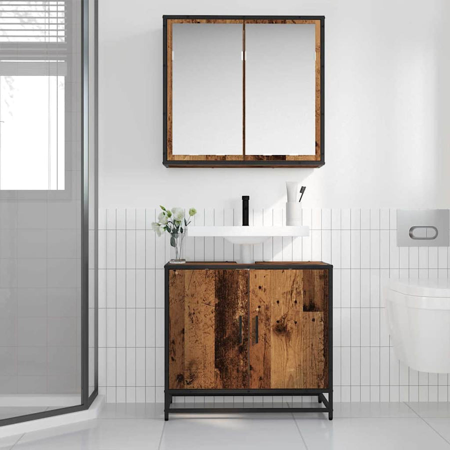 Badkamermeubelset 2 pcs Oud hout 65 x 33 x 60 cm Bewerkt hout