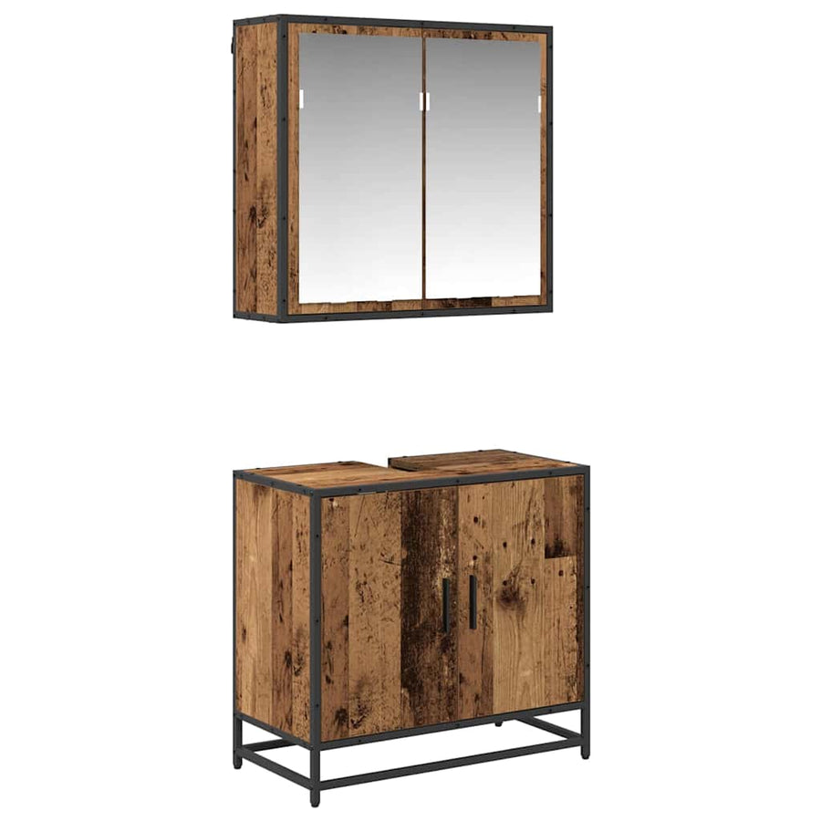 Badkamermeubelset 2 pcs Oud hout 65 x 33 x 60 cm Bewerkt hout