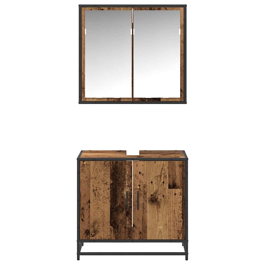 Badkamermeubelset 2 pcs Oud hout 65 x 33 x 60 cm Bewerkt hout