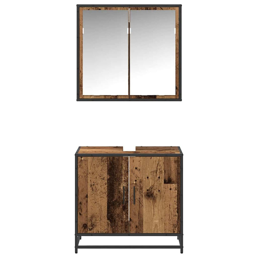 Badkamermeubelset 2 pcs Oud hout 65 x 33 x 60 cm Bewerkt hout