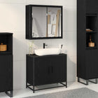 Bathroom furniture set with shelf 2 pcs Black Engineered wood