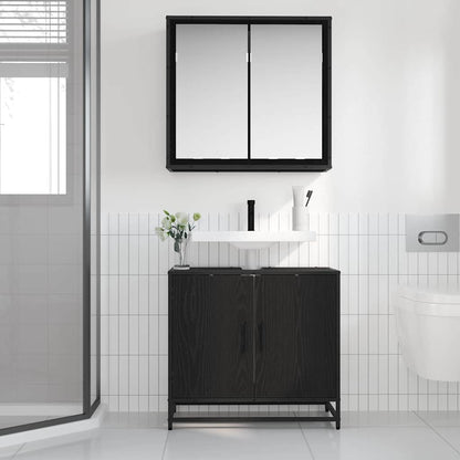 Badkamermeubelset met opslag 2 pcs Zwart eiken 65 x 33 x 60 cm