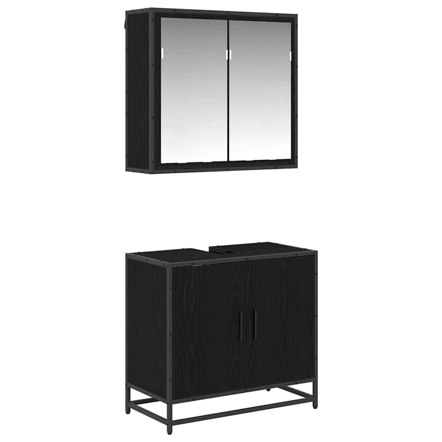 Badkamermeubelset met opslag 2 pcs Zwart eiken 65 x 33 x 60 cm