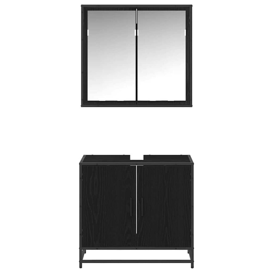Badkamermeubelset met opslag 2 pcs Zwart eiken 65 x 33 x 60 cm