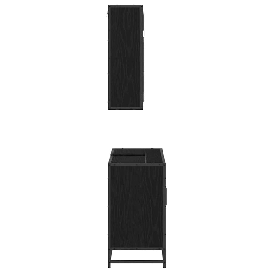 Badkamermeubelset met opslag 2 pcs Zwart eiken 65 x 33 x 60 cm