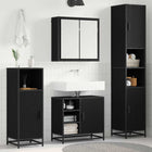 Bathroom Furniture Set with Shelf 4 pcs Black Oak Engineered Wood