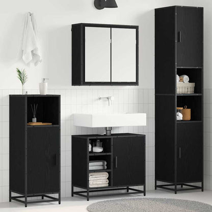 Badkamermeubelset met opslag 4 pcs Zwart eiken 65 x 33 x 60 cm