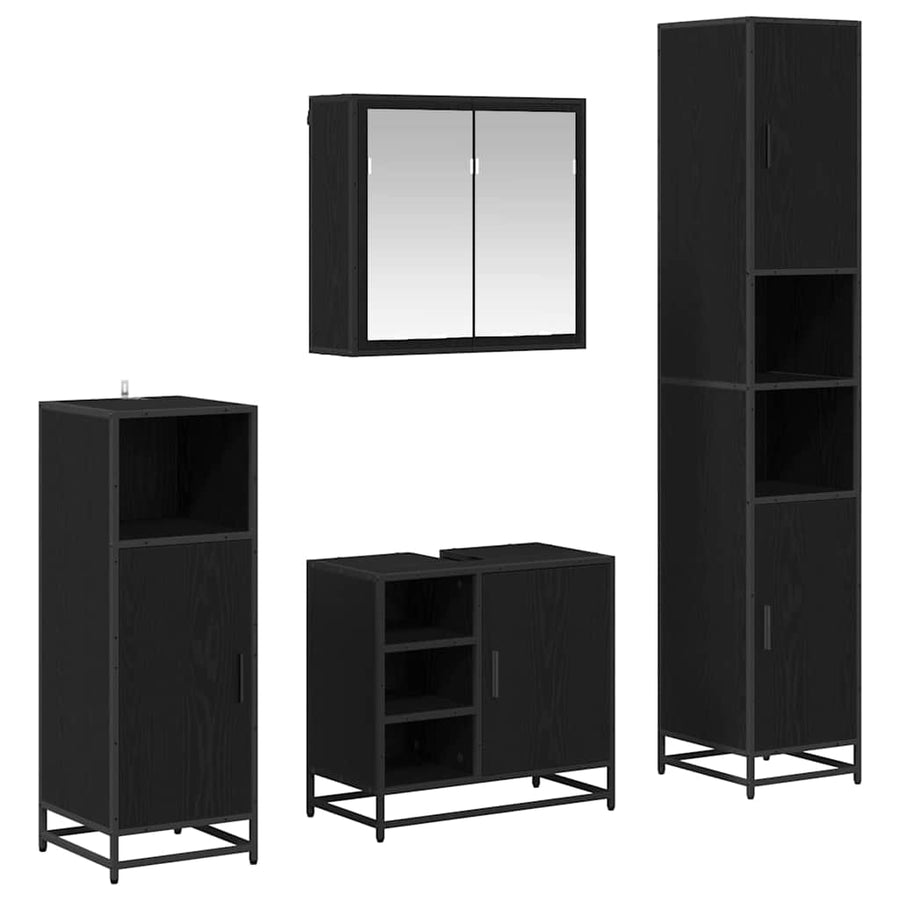 Badkamermeubelset met opslag 4 pcs Zwart eiken 65 x 33 x 60 cm