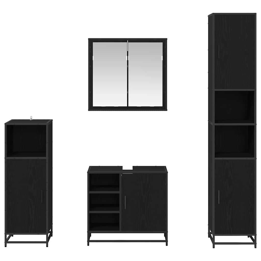 Badkamermeubelset met opslag 4 pcs Zwart eiken 65 x 33 x 60 cm